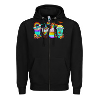 Black rainbow coffee cups Zipper Hoodie - texasbilliewilder