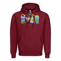 Burgundy rainbow coffee cups Zipper Hoodie - texasbilliewilder