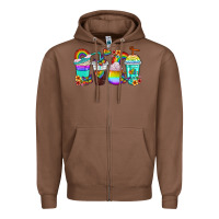 Chestnut rainbow coffee cups Zipper Hoodie - texasbilliewilder