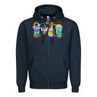 Navy rainbow coffee cups Zipper Hoodie - texasbilliewilder