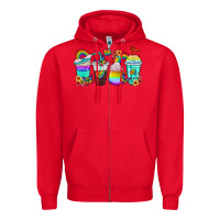 Red rainbow coffee cups Zipper Hoodie - texasbilliewilder