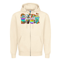 Sandshell rainbow coffee cups Zipper Hoodie - texasbilliewilder