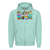 Seafoam rainbow coffee cups Zipper Hoodie - texasbilliewilder