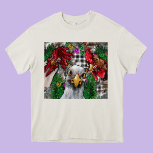 Chicken Heavy Core Tee Designed By Cowhidedigitalart