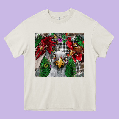 Chicken Heavy Core Tee Designed By Cowhidedigitalart