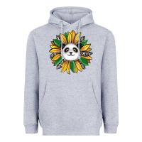 Heather Grey panda sunflower Heavyweight Hoodie - RanaPortraitStore