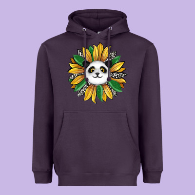 Panda Sunflower Heavyweight Hoodie Designed By Ranaportraitstore