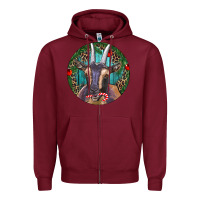 Burgundy Dark Goat Christmas Zipper Hoodie - RanaPortraitStore