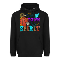 Black small town big spirit basketball Heavyweight Hoodie - Zillion Design Studio
