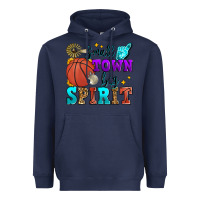 Navy small town big spirit basketball Heavyweight Hoodie - Zillion Design Studio