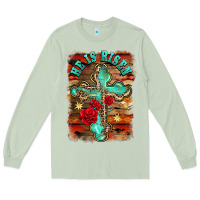 Matcha he is risen cross with roses background Long Sleeve Tee - BarkalooDesign