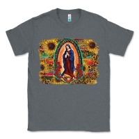 Charcoal Heather Sunflower Lady Of Guadalupe Distressed Background Classic Tee - RanaPortraitStore