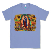Colony Blue Sunflower Lady Of Guadalupe Distressed Background Classic Tee - RanaPortraitStore