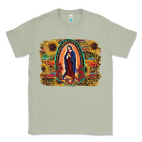 Sunflower Lady Of Guadalupe Distressed Background Classic Tee | Teevron