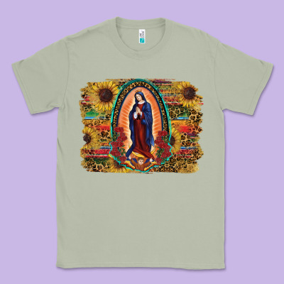 Sunflower Lady Of Guadalupe Distressed Background Classic Tee Designed By Ranaportraitstore