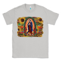 Moon Dust Sunflower Lady Of Guadalupe Distressed Background Classic Tee - RanaPortraitStore