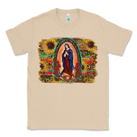 Mushroom Sunflower Lady Of Guadalupe Distressed Background Classic Tee - RanaPortraitStore