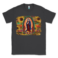 Smoke Sunflower Lady Of Guadalupe Distressed Background Classic Tee - RanaPortraitStore