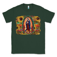 Sports Green Sunflower Lady Of Guadalupe Distressed Background Classic Tee - RanaPortraitStore