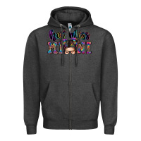 Charcoal Heather mess mini messy bun Zipper Hoodie - Zillion Design Studio