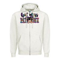 Oatmeal Heather mess mini messy bun Zipper Hoodie - Zillion Design Studio