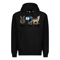 Black Peace Love Wolf Premium Hoodie - LillyAllenDesigns