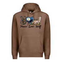 Chestnut Peace Love Wolf Premium Hoodie - LillyAllenDesigns