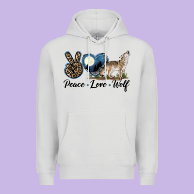 Peace Love Wolf Premium Hoodie Designed By Lillyallendesigns