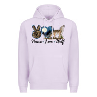 Lilac Peace Love Wolf Premium Hoodie - LillyAllenDesigns