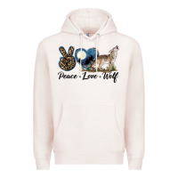 Pale Pink Peace Love Wolf Premium Hoodie - LillyAllenDesigns