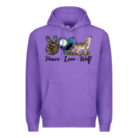 Purple Peace Love Wolf Premium Hoodie - LillyAllenDesigns
