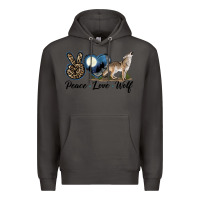 Smoke Peace Love Wolf Premium Hoodie - LillyAllenDesigns