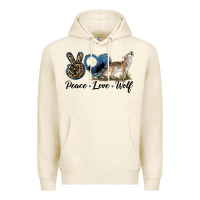 Tofu Peace Love Wolf Premium Hoodie - LillyAllenDesigns