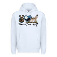 White Peace Love Wolf Premium Hoodie - LillyAllenDesigns