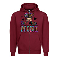 Burgundy mess mini messy bun Zipper Hoodie - Zillion Design Studio