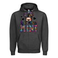 Charcoal Heather mess mini messy bun Zipper Hoodie - Zillion Design Studio