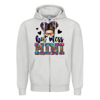 Dove Grey mess mini messy bun Zipper Hoodie - Zillion Design Studio