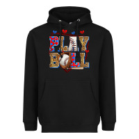 Black play ball baseball Heavyweight Hoodie - Zillion Design Studio