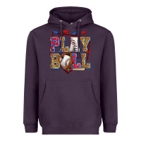 Plum play ball baseball Heavyweight Hoodie - Zillion Design Studio