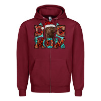 Burgundy Christmas Labrador Dog Mom Zipper Hoodie - RanaPortraitStore