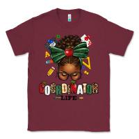 Burgundy educational coordinator life afro messy bun Classic Tee - texasbilliewilder