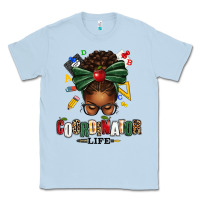 Dusty Blue educational coordinator life afro messy bun Classic Tee - texasbilliewilder
