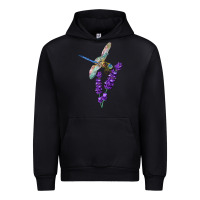 Black Dragonfly With Lavender Urban Hoodie - LillyAllenDesigns