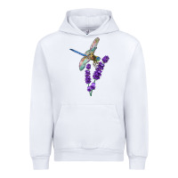 White Dragonfly With Lavender Urban Hoodie - LillyAllenDesigns