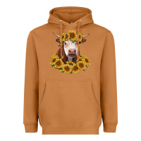Meerkat hereford cow with sunflowers Heavyweight Hoodie - RanaPortraitStore