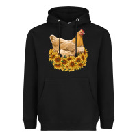 Black chicken with sunflowers Heavyweight Hoodie - RanaPortraitStore