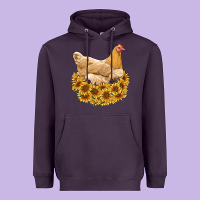 Chicken With Sunflowers Heavyweight Hoodie Designed By Ranaportraitstore