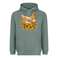 Sage chicken with sunflowers Heavyweight Hoodie - RanaPortraitStore