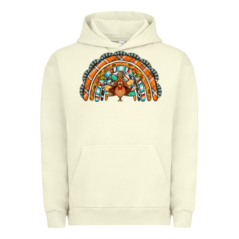 Turquoise Thanksgiving Turkey Rainbow Urban Hoodie by Jasminsmagicworld | Teevron