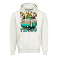Oatmeal Heather road tripping Zipper Hoodie - texasbilliewilder